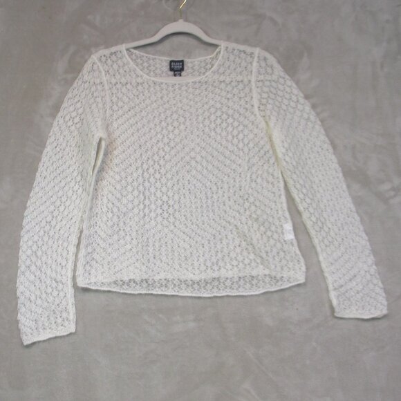 Eileen Fisher Italian Yarn Ultra Light Weight Sweater Creamy Ivory Size PM - Picture 3 of 10